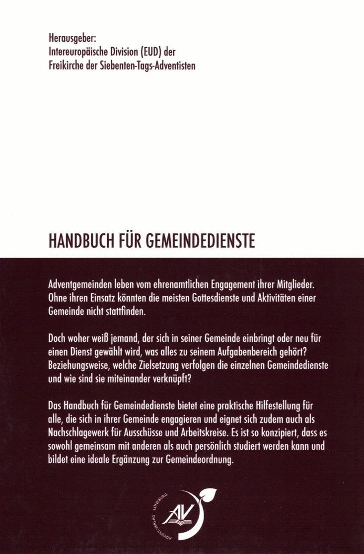 Advent-Verlag GmbH-Handbuch für Gemeindedienste_2420894_2 Advent-Verlag GmbH-Handbuch für Gemeindedienste_2420894_