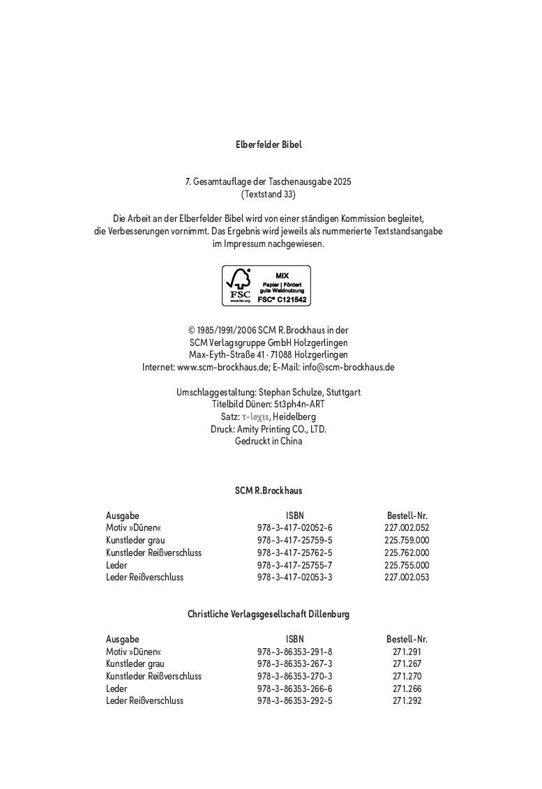 SCM Brockhaus-Bibel, Elberfelder, Brockhaus, Taschen, Dünen_2942768_