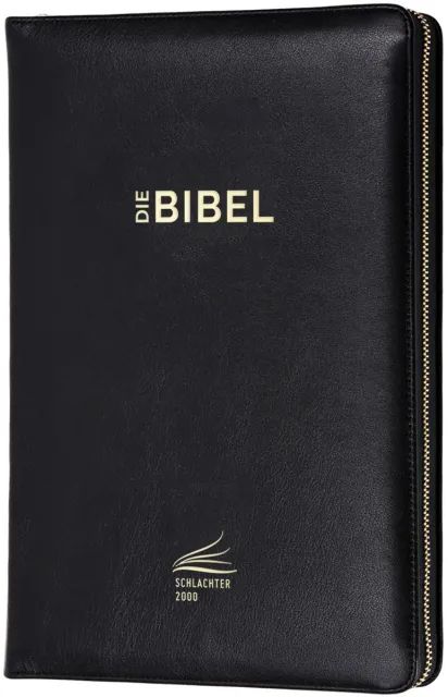 CLV Christliche Literatur-Verbreitung-Bibel, Schlachter 2000, Standard, Kalbsleder schwarz, Goldschnitt. Reissversch._2942203_