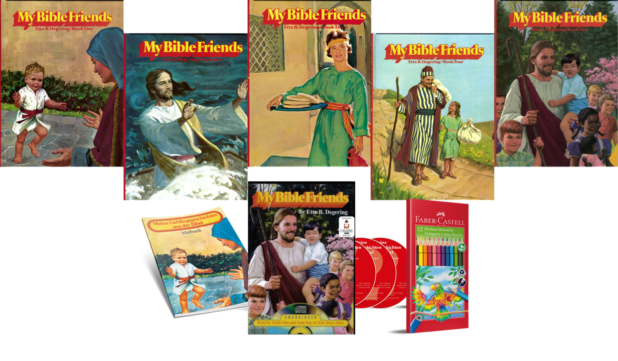 My Bible Friends, Bände 1-5 inkl. Hörbuch, Malheft, Farbstifte