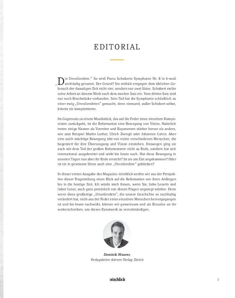 Advent-Verlag Schweiz-(ein)blick: Die Unvollendete, Reformationsmagazin_1410989_