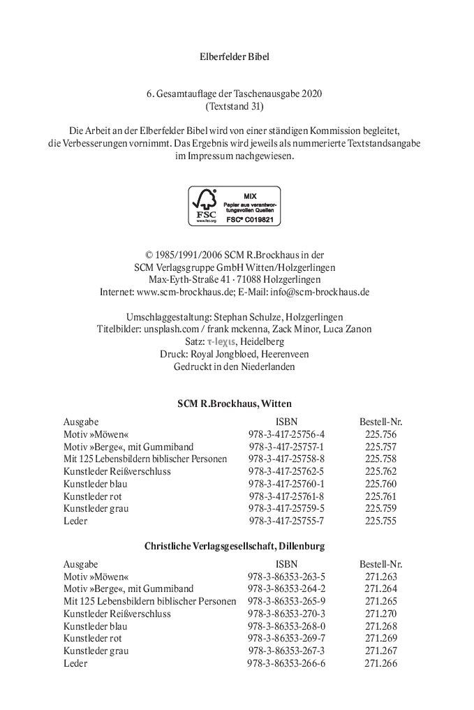 SCM Brockhaus-Bibel, Elberfelder, Brockhaus, Taschen, Kunstleder braun Reissverschluss_2942755_